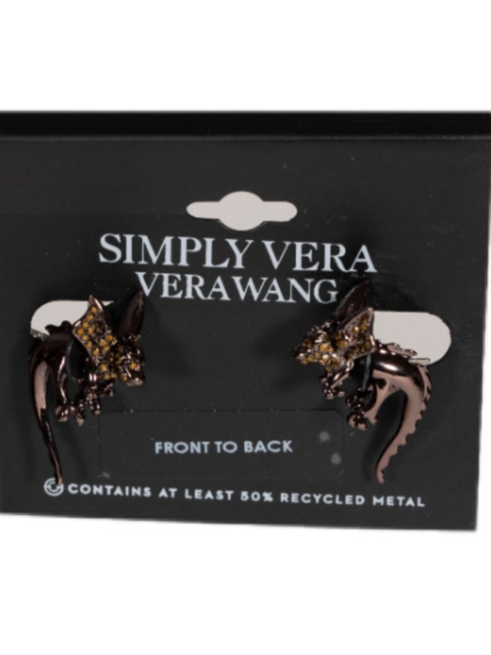 Simply Vera Vera Wang Dragon Front Back Earrings Brown Amber NWT